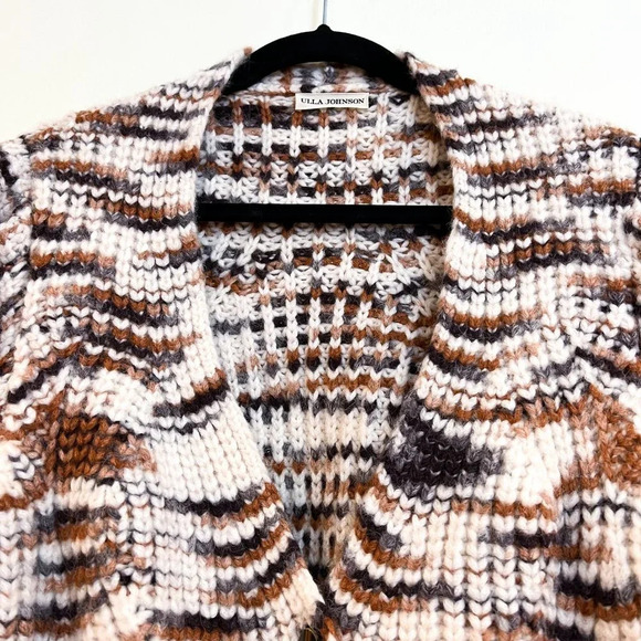 Ulla Johnson Greta Marled Alpaca Puff Sleeve Knit Striped Cardigan Sweater Small - Picture 7 of 14